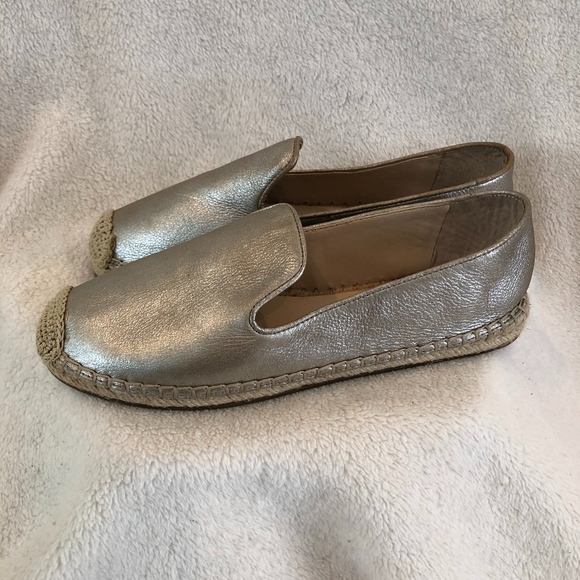 Slide-on silver espadrille flats NEW! - Picture 1 of 5